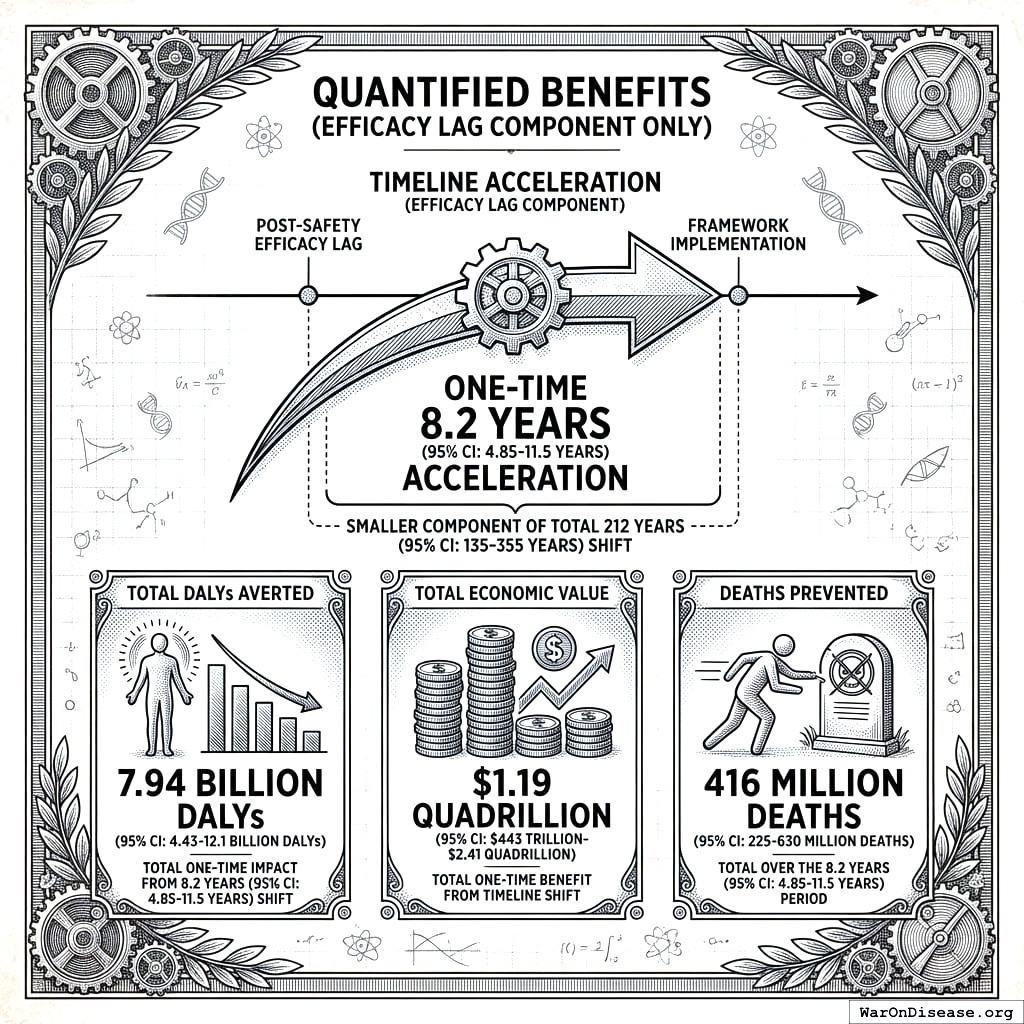 What happens when you give people medicine 8 years earlier: they live longer and economists get to make bigger numbers.